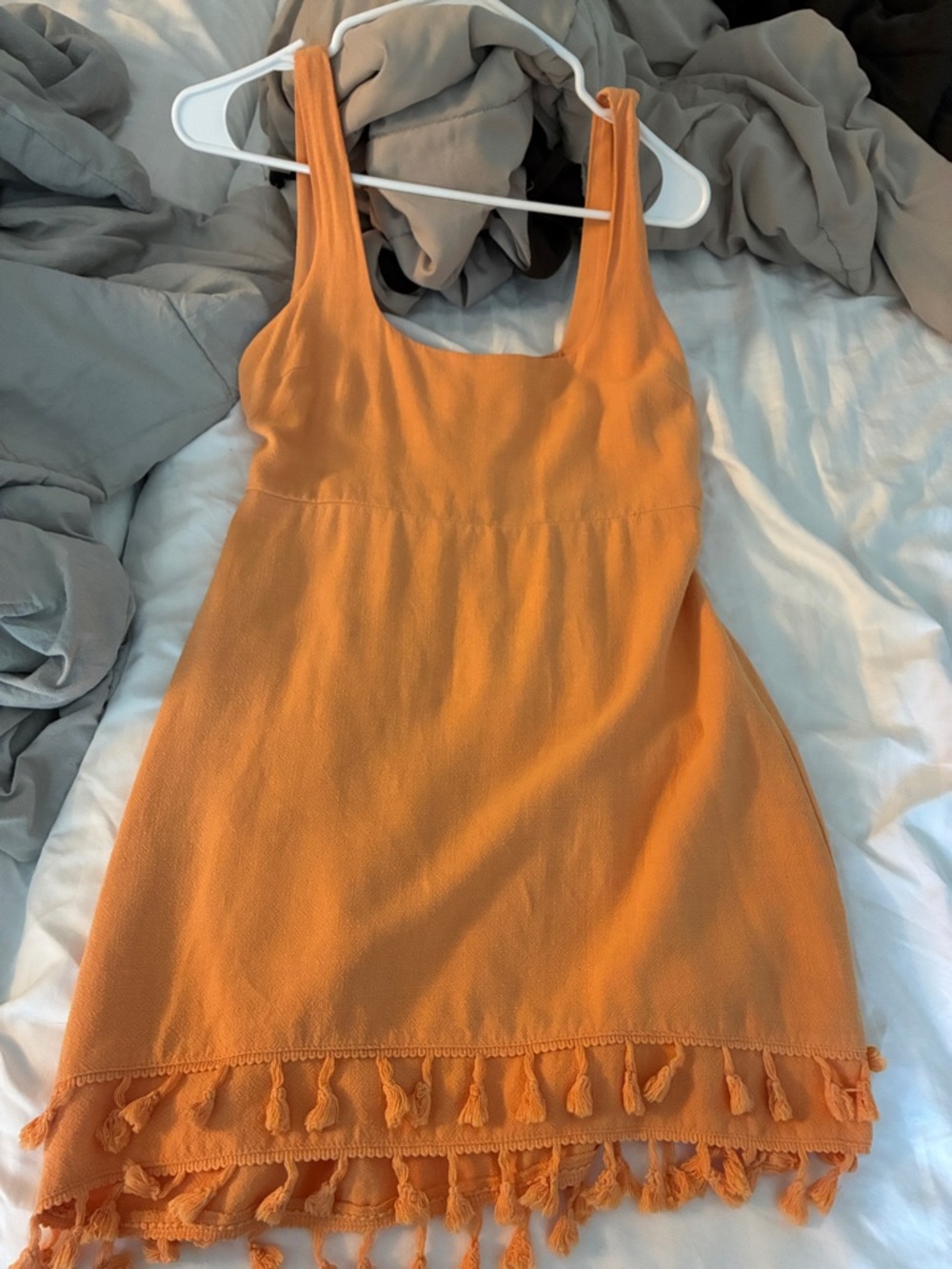 Lulu's Orange Tassel-Hem Mini Dress